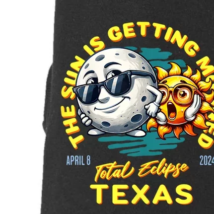 Texas Solar Eclipse Apr 8 2024 Sun Is Getting Mooned Doggie 3-End Fleece Hoodie