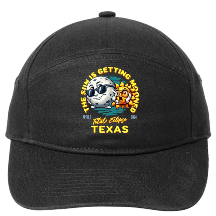 Texas Solar Eclipse Apr 8 2024 Sun Is Getting Mooned 7-Panel Snapback Hat