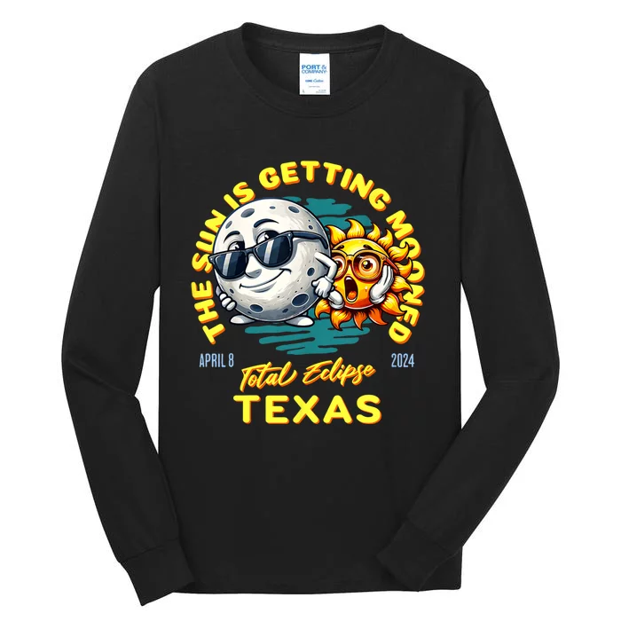 Texas Solar Eclipse Apr 8 2024 Sun Is Getting Mooned Tall Long Sleeve T-Shirt