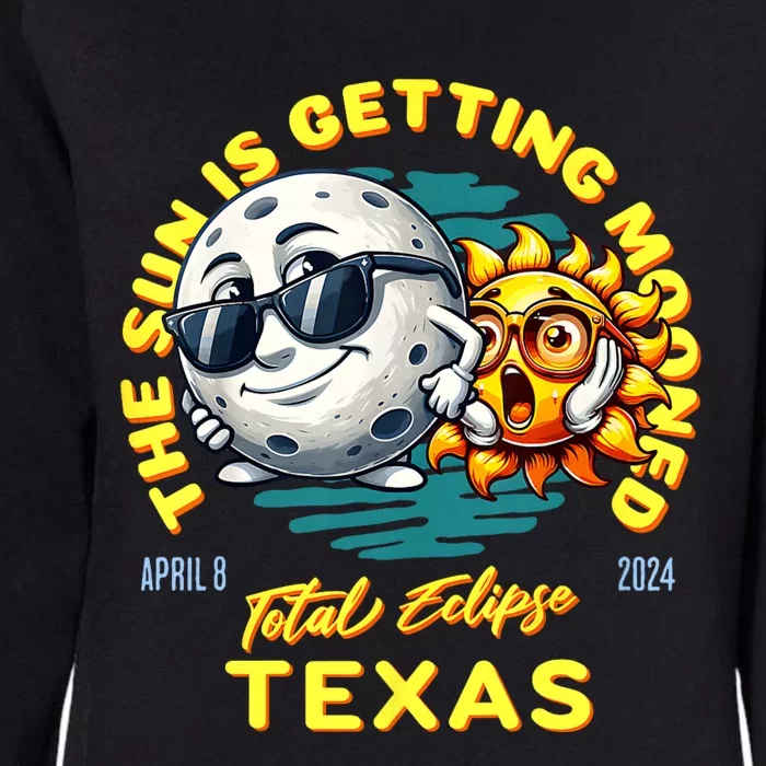 Texas Solar Eclipse Apr 8 2024 Sun Is Getting Mooned Womens California Wash Sweatshirt