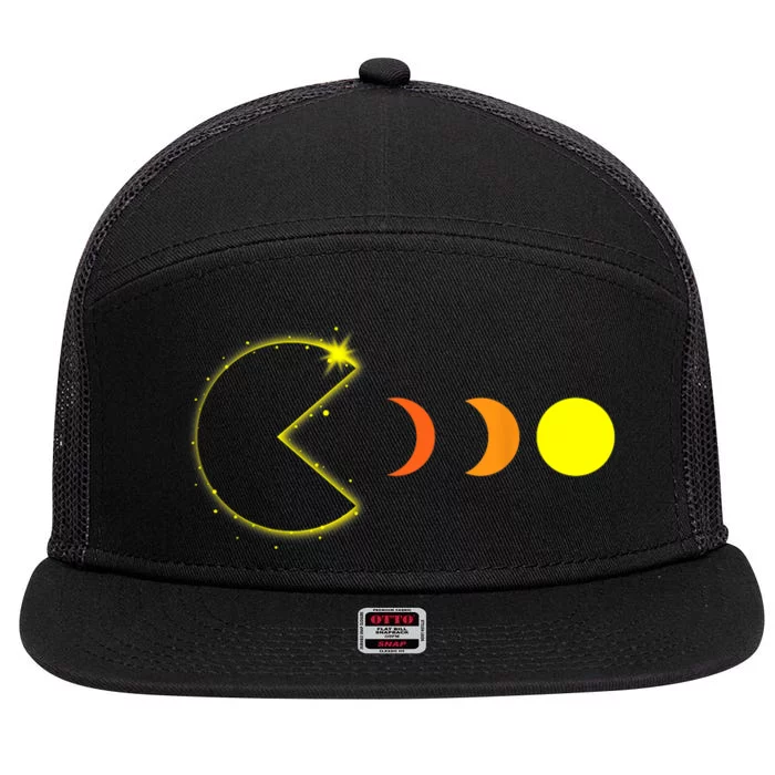 Total Solar Eclipse April 8 2024 Funny Phases Totality 7 Panel Mesh Trucker Snapback Hat