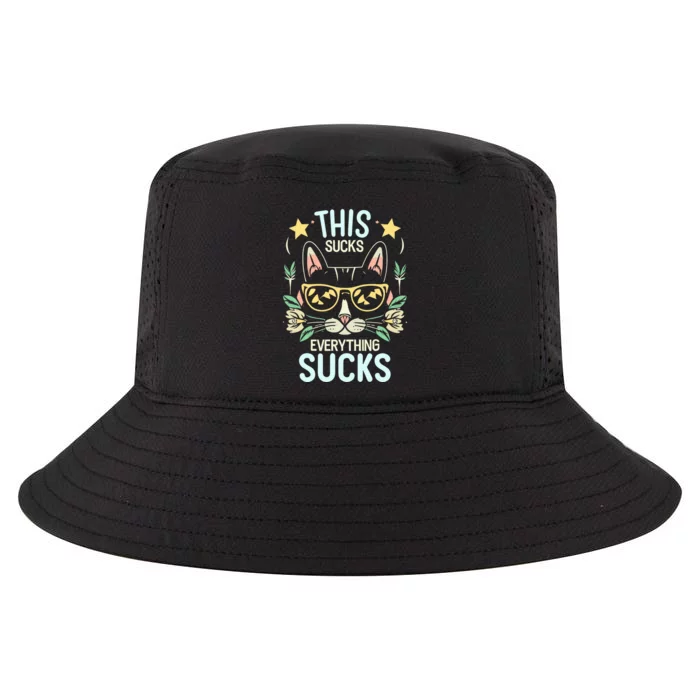 This Sucks Everything Sucks Funny Cat Cool Comfort Performance Bucket Hat