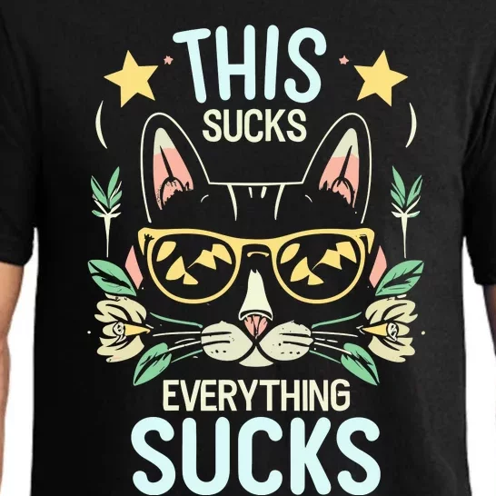 This Sucks Everything Sucks Funny Cat Pajama Set