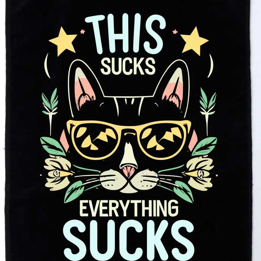 This Sucks Everything Sucks Funny Cat Platinum Collection Golf Towel