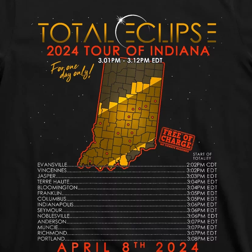 Total Solar Eclipse 2024 Of Indiana April 8th T-Shirt