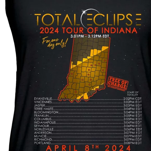 Total Solar Eclipse 2024 Of Indiana April 8th Ladies Essential Flowy Tank