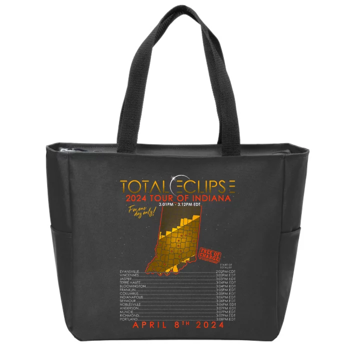 Total Solar Eclipse 2024 Of Indiana April 8th Zip Tote Bag