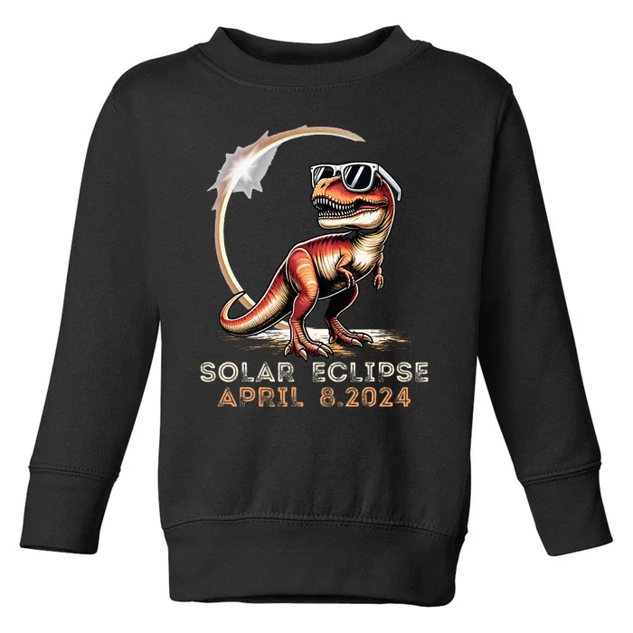 Total Solar Eclipse 4.08.24 Dinosaur Solar Eclipse 2024 Toddler Sweatshirt