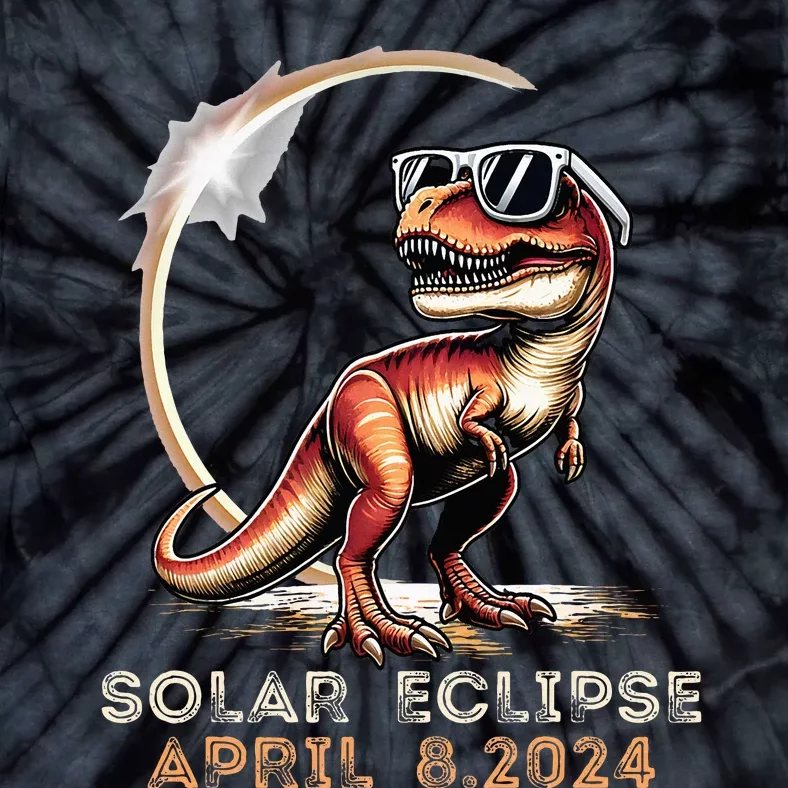 Total Solar Eclipse 4.08.24 Dinosaur Solar Eclipse 2024 Tie-Dye T-Shirt