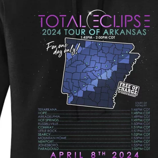 Total Solar Eclipse 2024 Of Arkansas Women's Pullover Hoodie