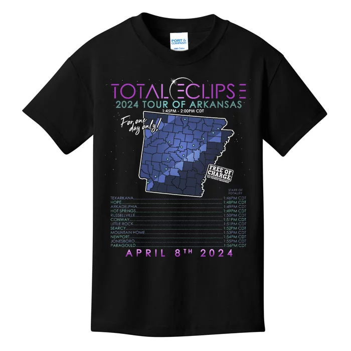 Total Solar Eclipse 2024 Of Arkansas Kids T-Shirt