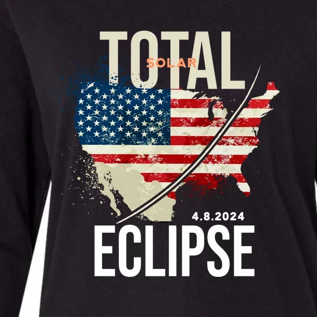 Total Solar Eclipse United States 4.8.2024 Womens Cotton Relaxed Long Sleeve T-Shirt