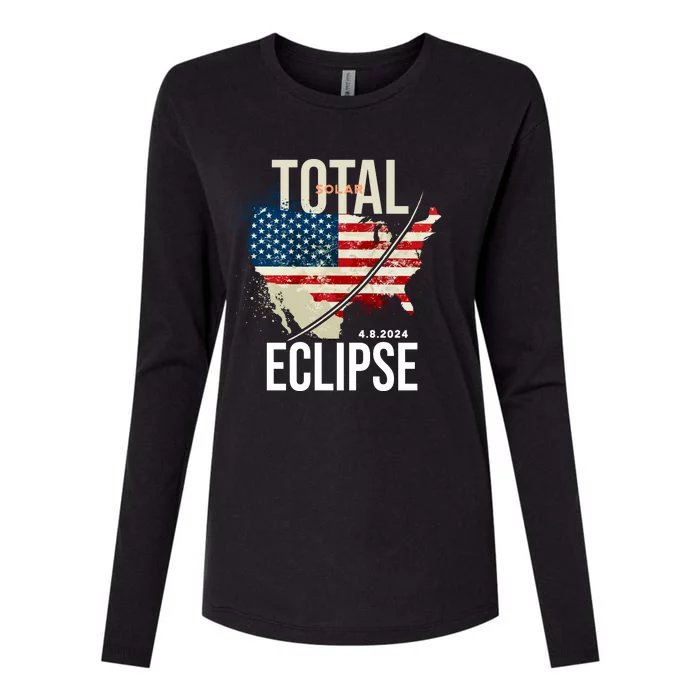 Total Solar Eclipse United States 4.8.2024 Womens Cotton Relaxed Long Sleeve T-Shirt