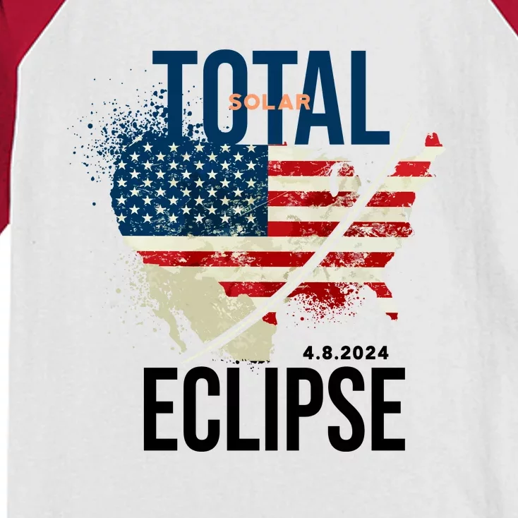 Total Solar Eclipse United States 4.8.2024 Kids Colorblock Raglan Jersey