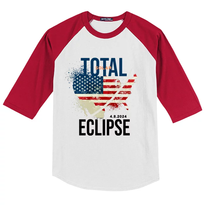 Total Solar Eclipse United States 4.8.2024 Kids Colorblock Raglan Jersey