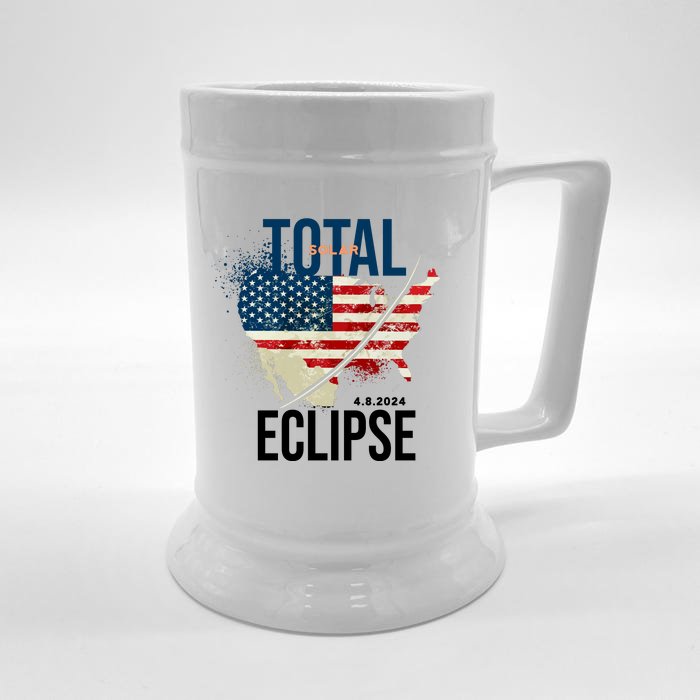 Total Solar Eclipse United States 4.8.2024 Front & Back Beer Stein