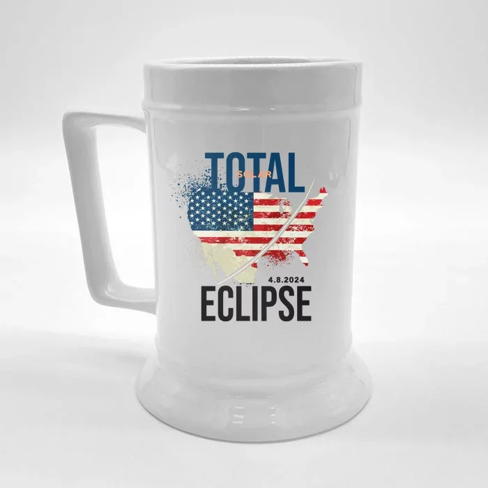 Total Solar Eclipse United States 4.8.2024 Front & Back Beer Stein