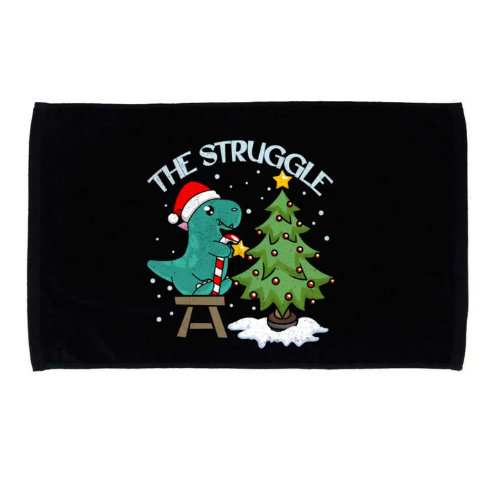 The Struggle Funny Dinosaur Christmas Tree Rex Xmas Pajamas Great Gift Microfiber Hand Towel