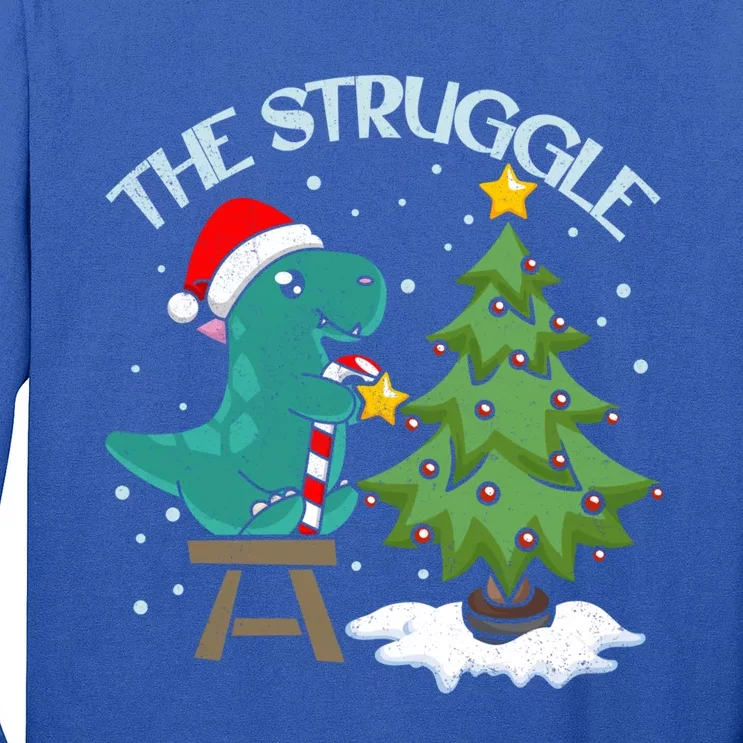 The Struggle Funny Dinosaur Christmas Tree Rex Xmas Pajamas Great Gift Long Sleeve Shirt