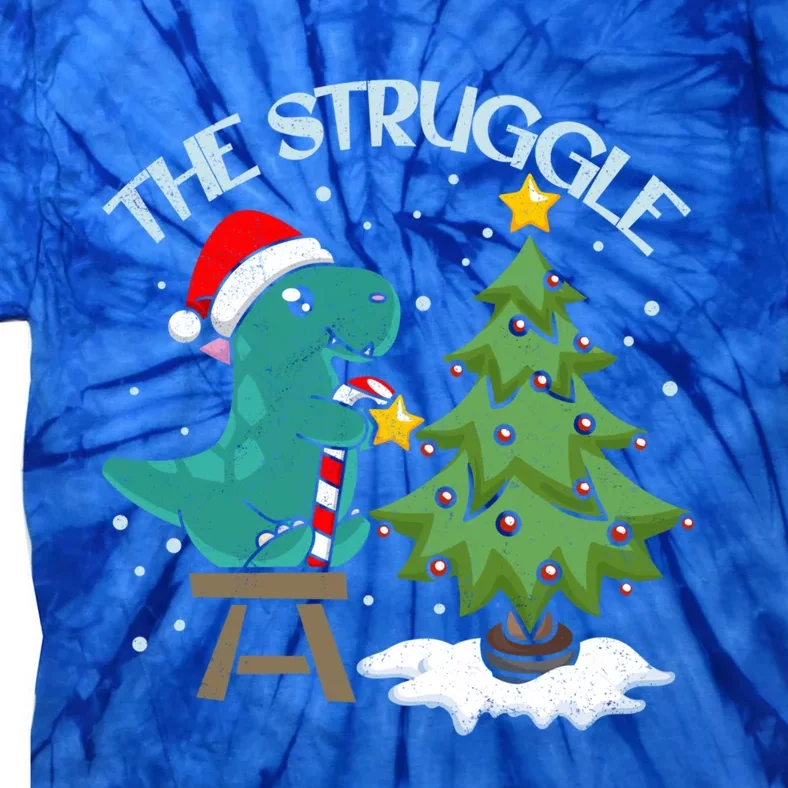 The Struggle Funny Dinosaur Christmas Tree Rex Xmas Pajamas Great Gift Tie-Dye T-Shirt