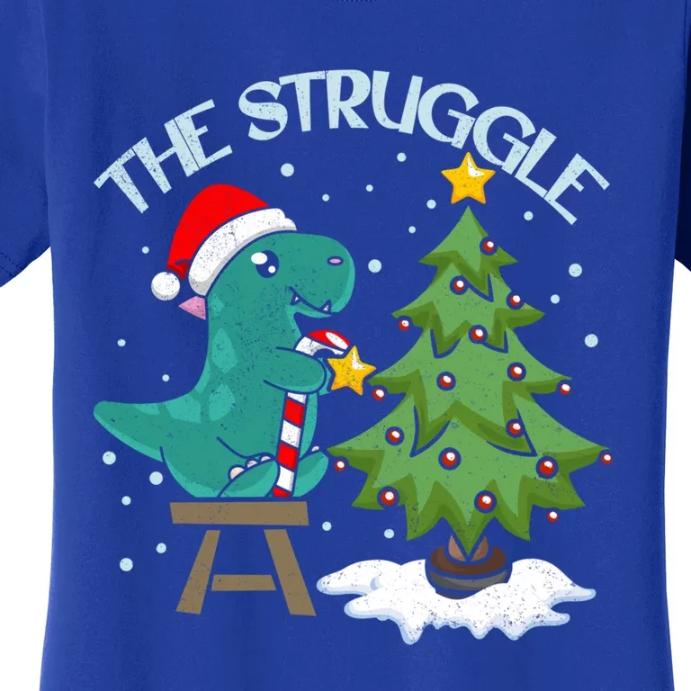 The Struggle Funny Dinosaur Christmas Tree Rex Xmas Pajamas Great Gift Women's T-Shirt