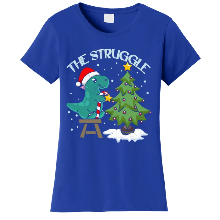 The Struggle Funny Dinosaur Christmas Tree Rex Xmas Pajamas Great Gift Women's T-Shirt