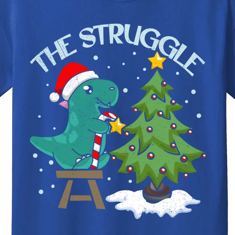 The Struggle Funny Dinosaur Christmas Tree Rex Xmas Pajamas Great Gift Kids T-Shirt