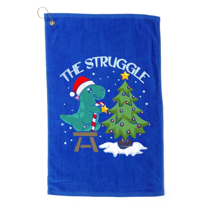 The Struggle Funny Dinosaur Christmas Tree Rex Xmas Pajamas Great Gift Platinum Collection Golf Towel