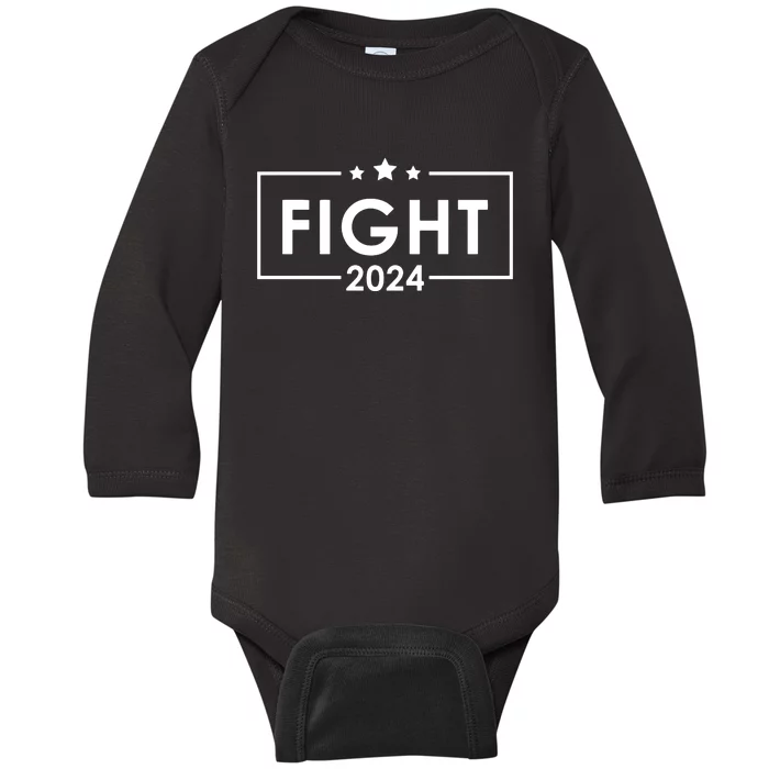 Trump Shot Fight 2024 Trump Supporters Trump Rally 2024 Baby Long Sleeve Bodysuit