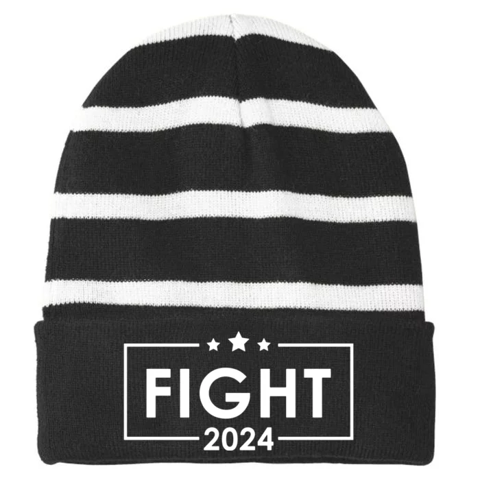 Trump Shot Fight 2024 Trump Supporters Trump Rally 2024 Striped Beanie with Solid Band