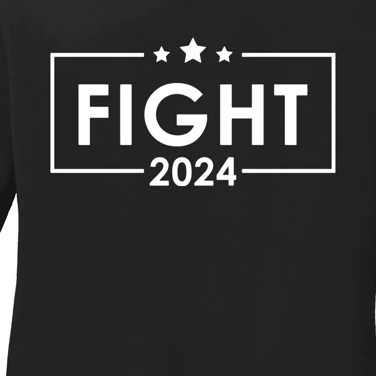 Trump Shot Fight 2024 Trump Supporters Trump Rally 2024 Ladies Long Sleeve Shirt