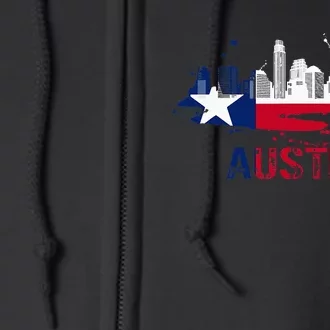 Texas State Flag Austin Skyline Austin Texas Skyline Full Zip Hoodie