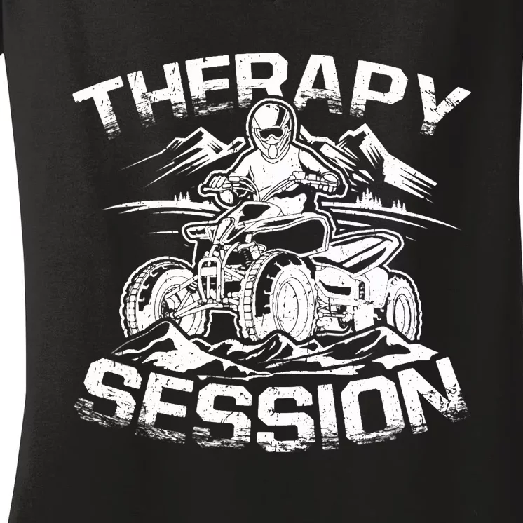 Therapy Session Funny ATV FourWheeler Quad Bike Rider Women's V-Neck T-Shirt