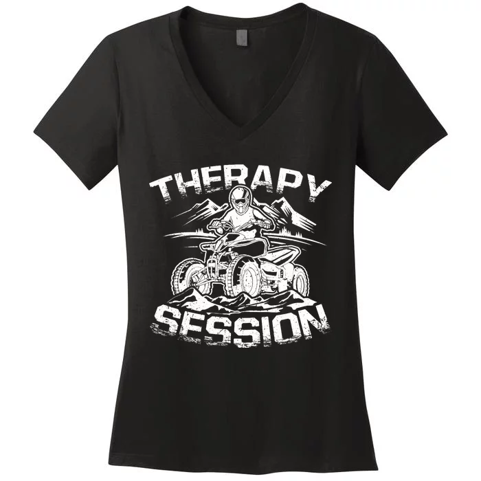 Therapy Session Funny ATV FourWheeler Quad Bike Rider Women's V-Neck T-Shirt