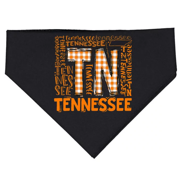 Tennessee State Flag Orange Plaid Tn USA-Made Doggie Bandana