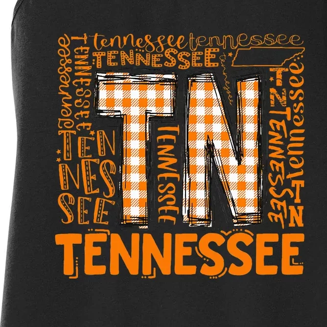 Tennessee State Flag Orange Plaid Tn Women's Racerback Tank