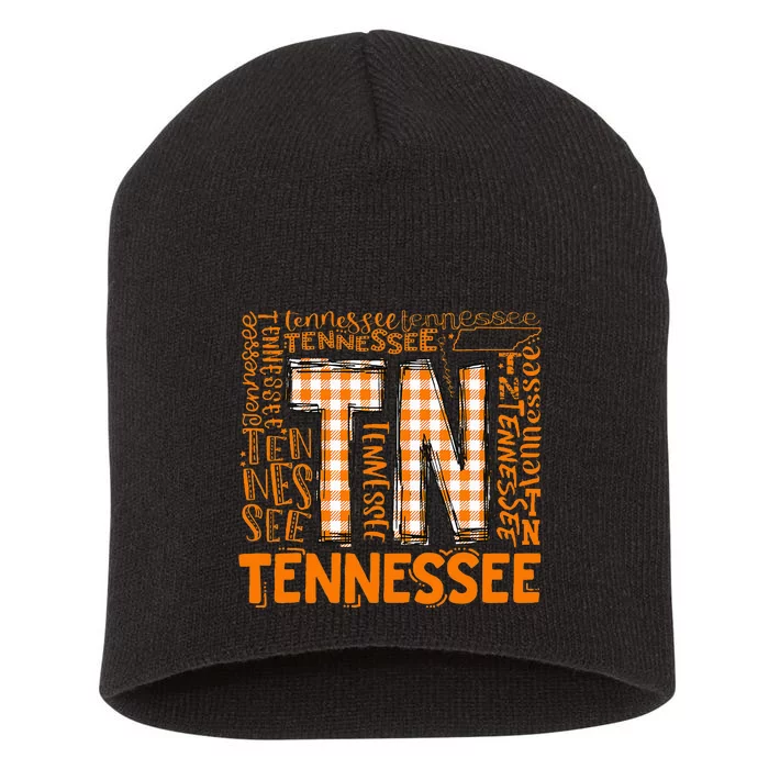 Tennessee State Flag Orange Plaid Tn Short Acrylic Beanie