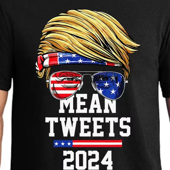 Trump Sunglasses Funny Trump 2024 Mean Tweets 4th of July Pajama Set