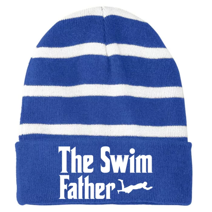 The Swim Father Swimming Dad Swimmer Fathers Day Cute Gift Striped Beanie with Solid Band