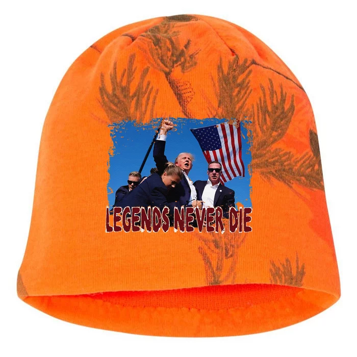 Trump Shot Fist Pumped 2024 Pray For Trump Legends Never Die Kati - Camo Knit Beanie