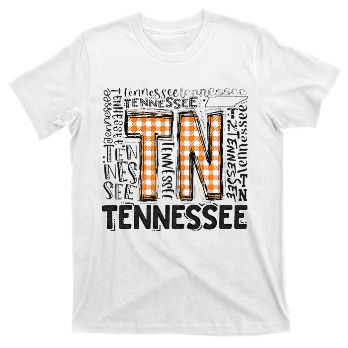 Tennessee State Flag Orange Plaid TN T-Shirt