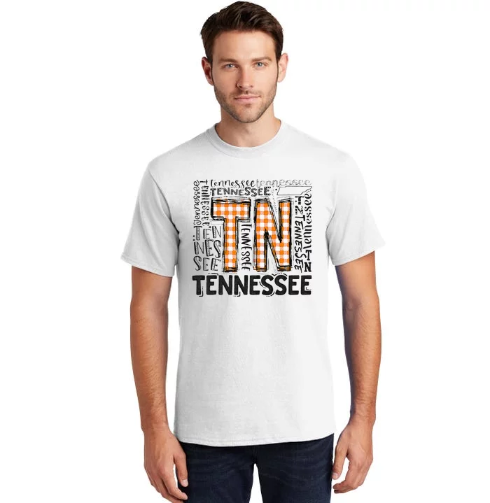 Tennessee State Flag Orange Plaid TN Tall T-Shirt