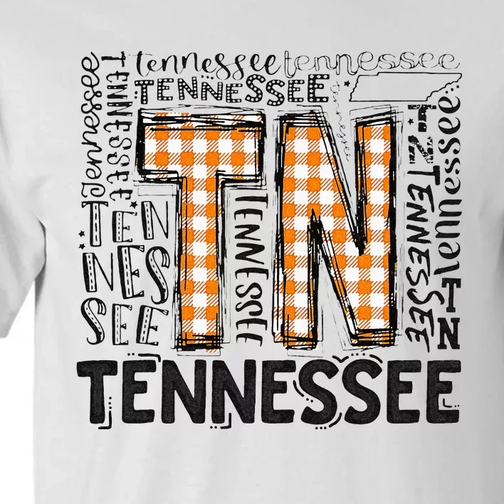 Tennessee State Flag Orange Plaid TN Tall T-Shirt