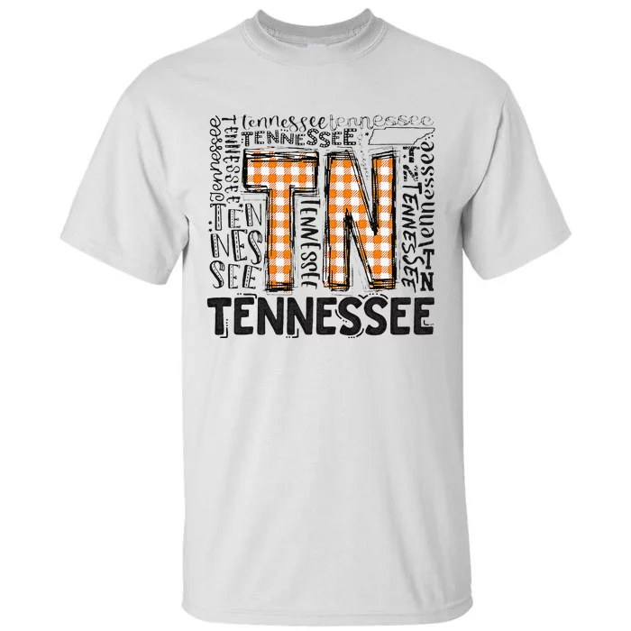 Tennessee State Flag Orange Plaid TN Tall T-Shirt