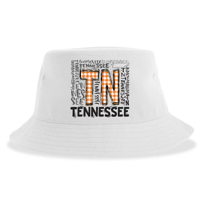 Tennessee State Flag Orange Plaid TN Sustainable Bucket Hat