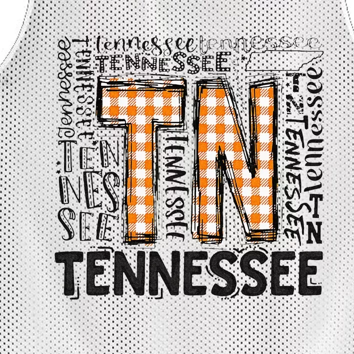 Tennessee State Flag Orange Plaid TN Mesh Reversible Basketball Jersey Tank