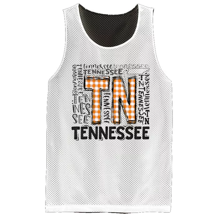 Tennessee State Flag Orange Plaid TN Mesh Reversible Basketball Jersey Tank