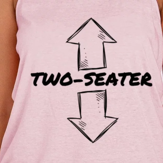 Two Seater Funny Adult Humor Popular Quote Women's Knotted Racerback Tank