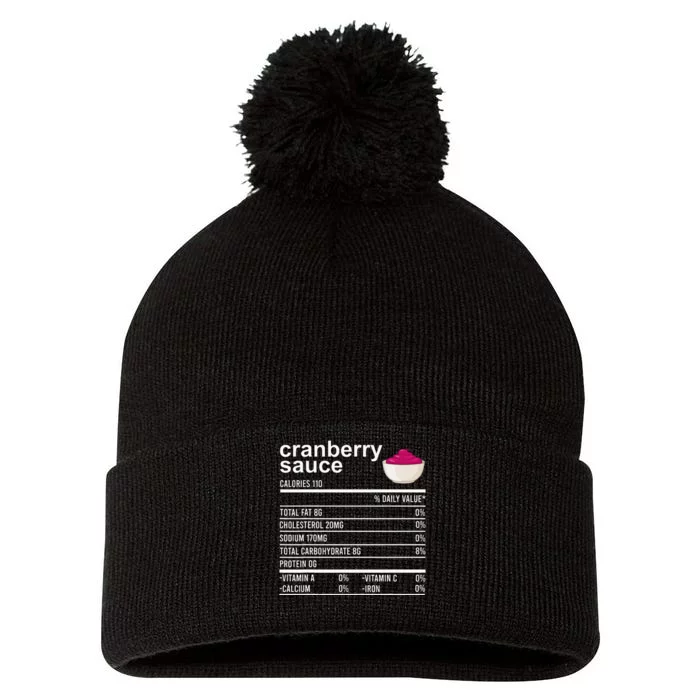 Thanksgiving Sauce Food Cranberry Nutrition Fact Pom Pom 12in Knit Beanie