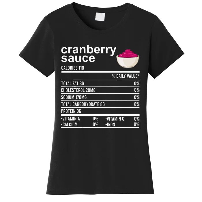 Thanksgiving Sauce Food Cranberry Nutrition Fact Women's T-Shirt